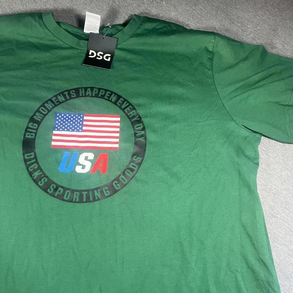 NWT DSG Dicks Sporting Goods USA Men’s XXL Green “big moments happen” T-Shirt